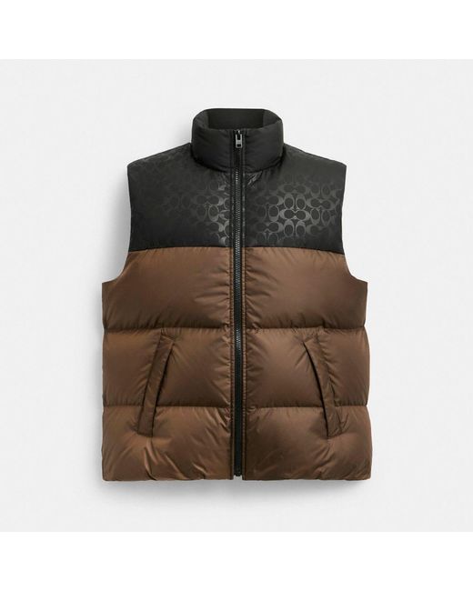 COACH Green Down Puffer Vest In Recycled Polyester for men