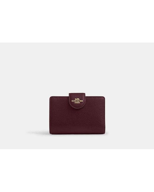 COACH Red Medium Corner Zip Wallet