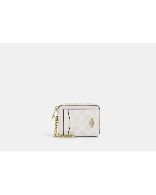 COACH Black Zip Card Case In Signature Canvas