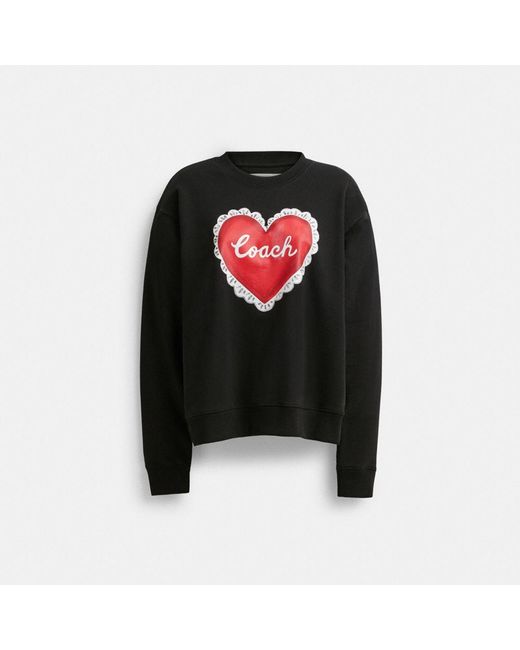 COACH Black Heart Crewneck Sweater