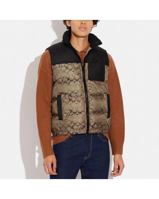 coach signature down vest mens 