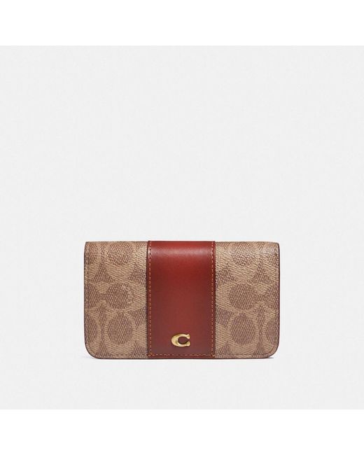 COACH Slim Card Case In Signature Canvas in Brown Lyst