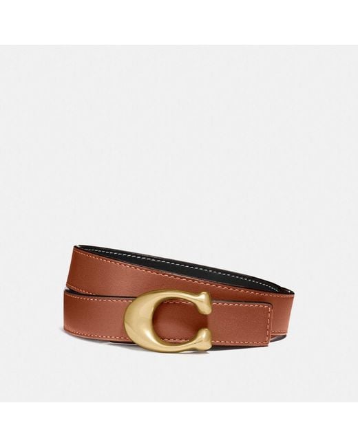 COACH Leather Signature Buckle Reversible Belt, 25mm in Red Lyst