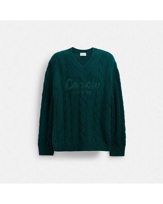 COACH Green Signature Sweater In Recycled Wool for men