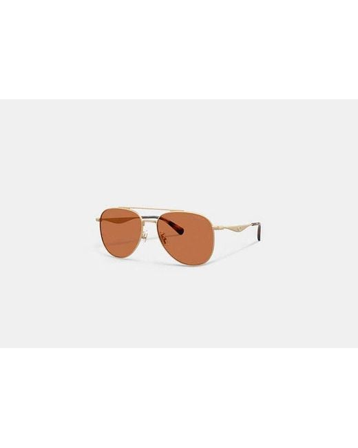 COACH Black C Hardware Metal Pilot Sunglasses for men