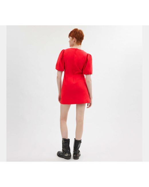 COACH Red Puff Sleeve Dress