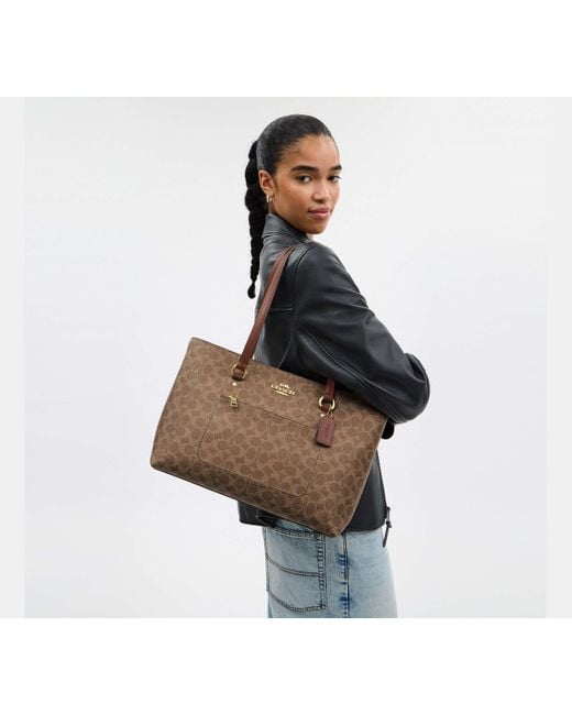 COACH Black Station Tote Aus Signature Canvas