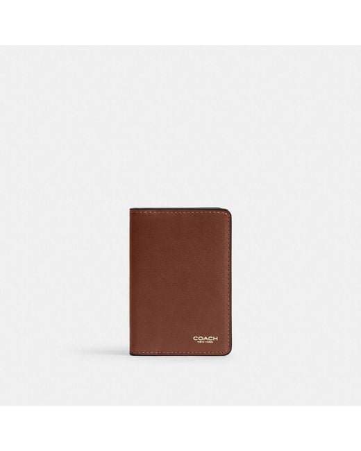 COACH Brown Bifold Card Case for men