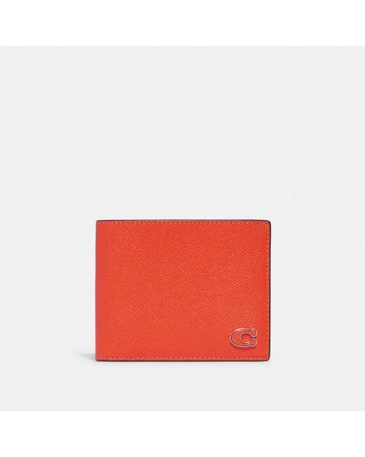 COACH 3 In 1 Wallet With Signature Canvas Interior in Red for Men