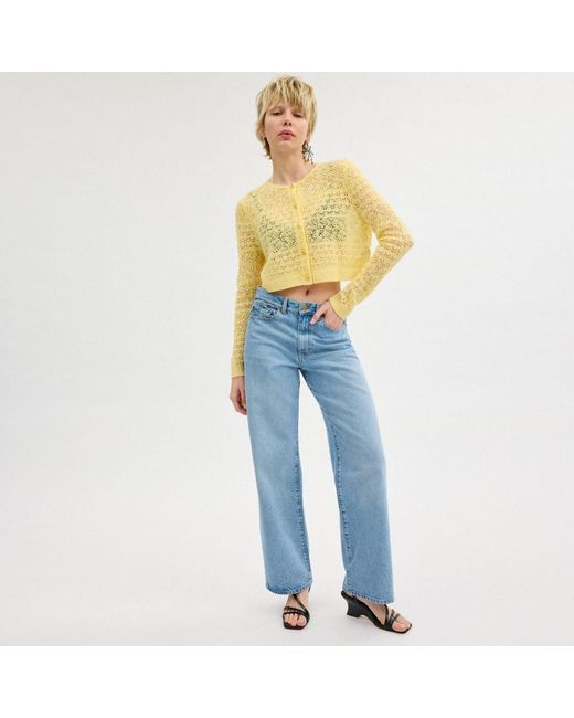 COACH Yellow Lace Knit Cardigan