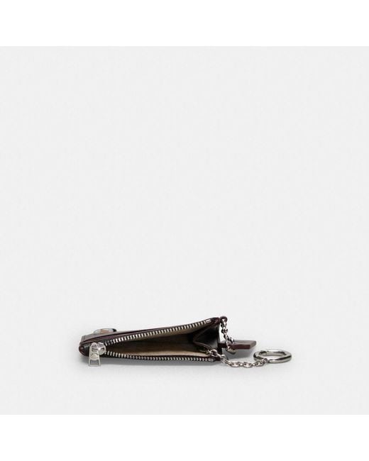 COACH Black Wavy Zip Card Case In Topia Leather With Key Ring