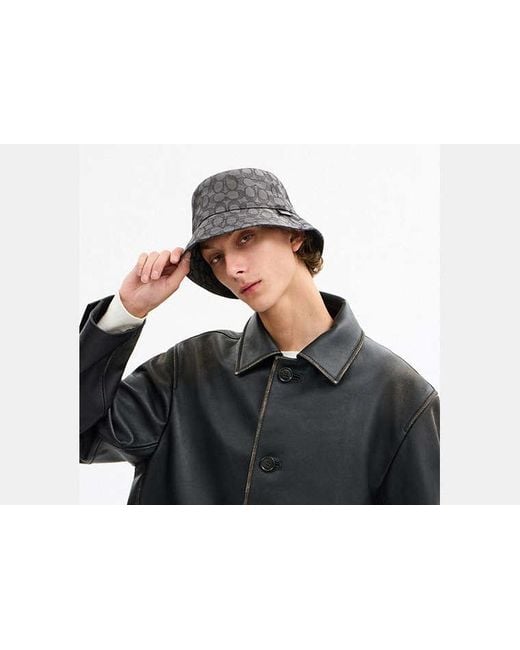 COACH Black Signature Jacquard Bucket Hat