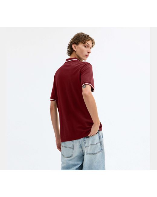 COACH Red Signature Trim Polo for men