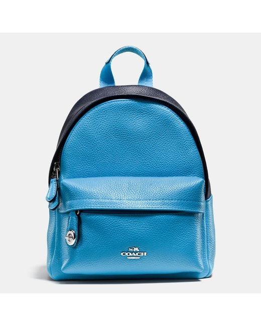 COACH Blue Mini Campus Backpack In Bicolor Leather