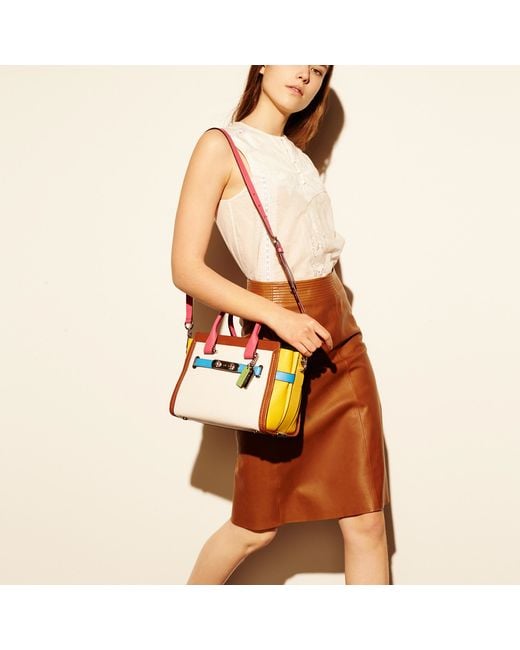COACH Swagger 27 Carryall In Rainbow Colorblock Leather | Lyst