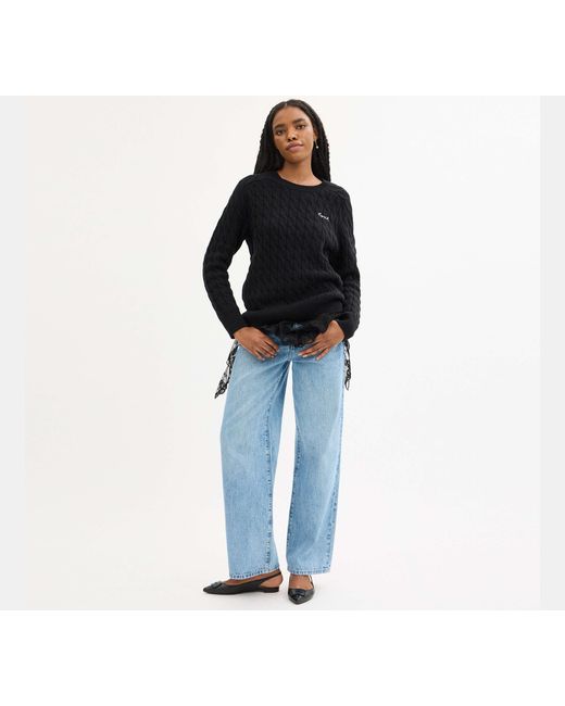 COACH Black Crewneck Cable Knit Sweater