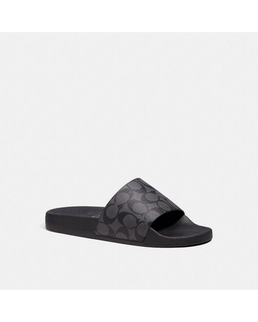 Sandales À Enfiler Noires En Canevas Enduit COACH pour homme en coloris Black