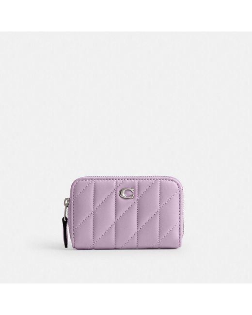 COACH Purple Small Zip Around Card Case With Pillow Quilting