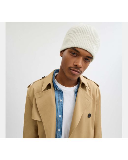 COACH White Knit Beanie