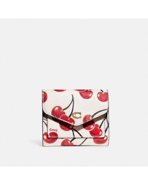 COACH Red Wyn Small Wallet With Cherry Print