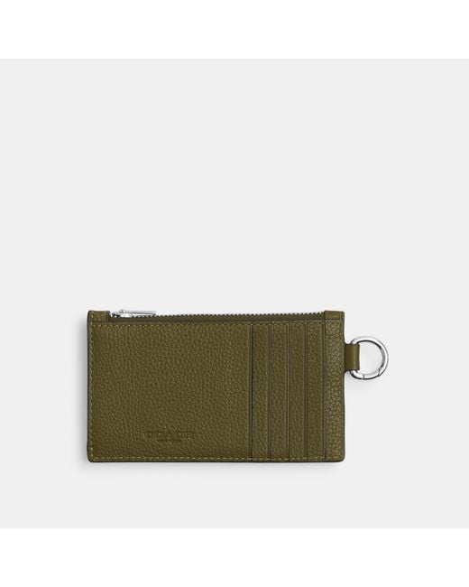 COACH Green Zip Card Case for men