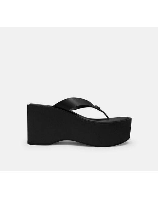 COACH Black Sculpted C Platform Flip Flop