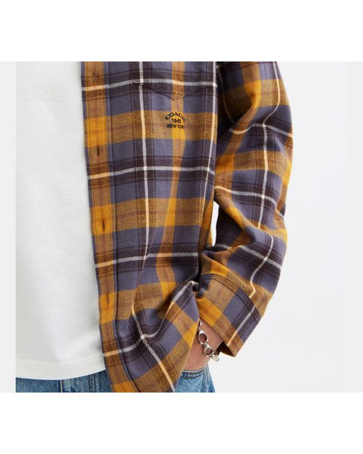 Camicia Button-Down Scozzese di COACH in Multicolor da Uomo