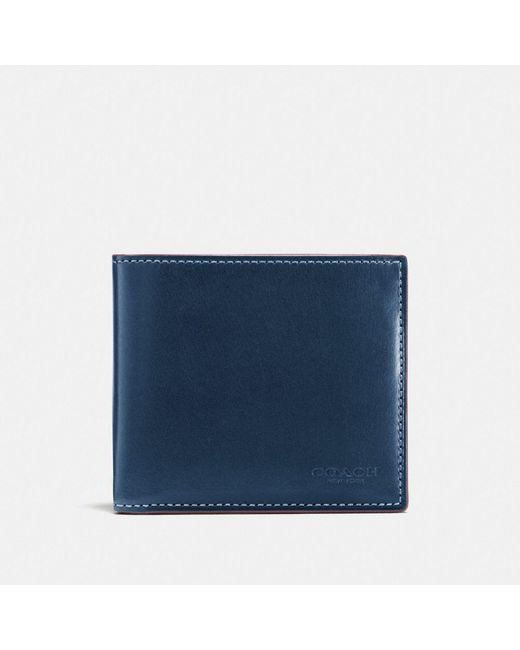 COACH Blue Boxed Double Billfold Wallet for men
