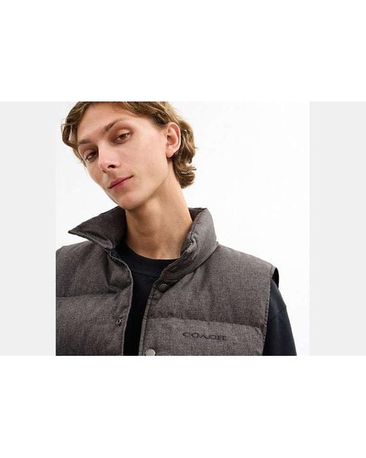 Chaleco De Plumón Liso COACH de hombre de color Black