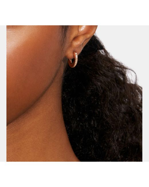 COACH Black Pave Huggie Earrings