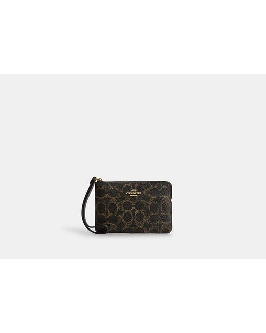 COACH Black Corner Zip Wristlet