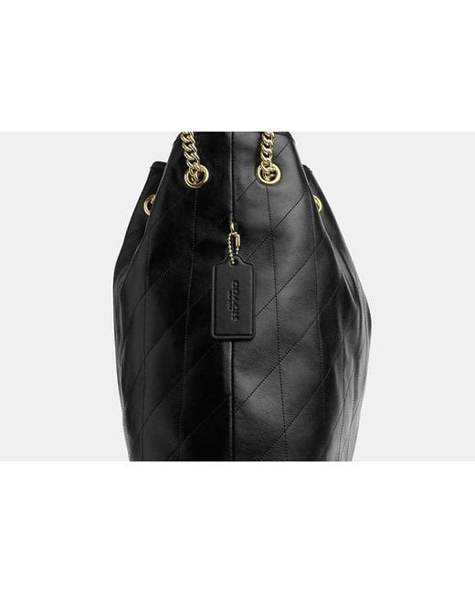 COACH Black Evelyn Large Shoulder Bag With Quilting