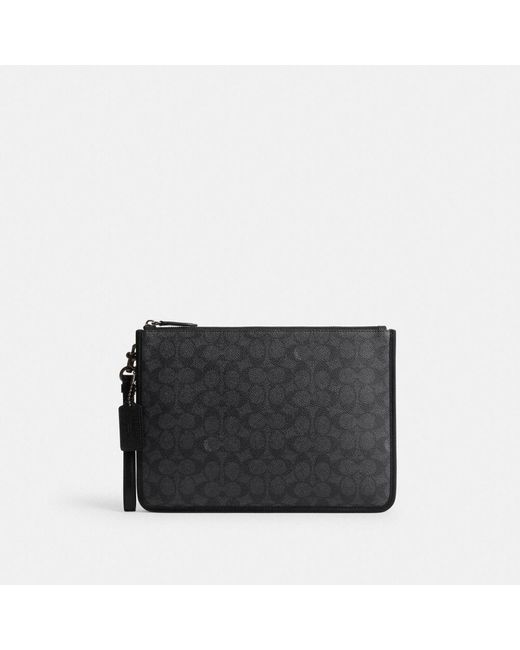 COACH Black Charter Pouch In Signature Canvas for men