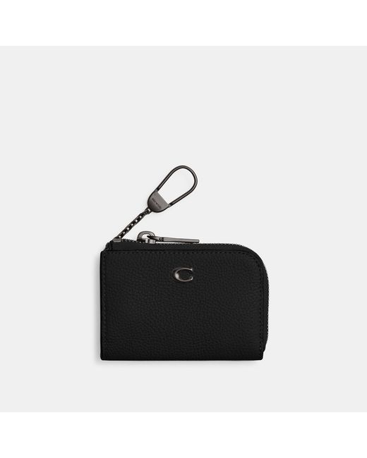 COACH Black L-Zip Key Case for men