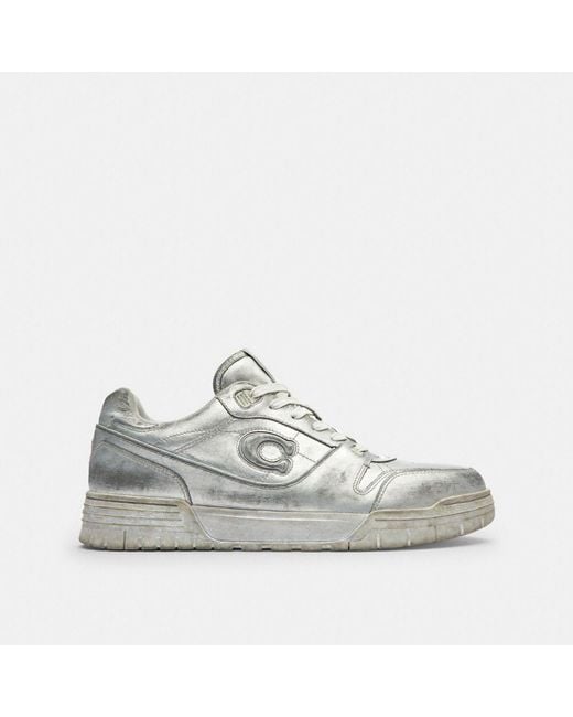 COACH White Soho Sneaker In Distressed Metallic Leather for men