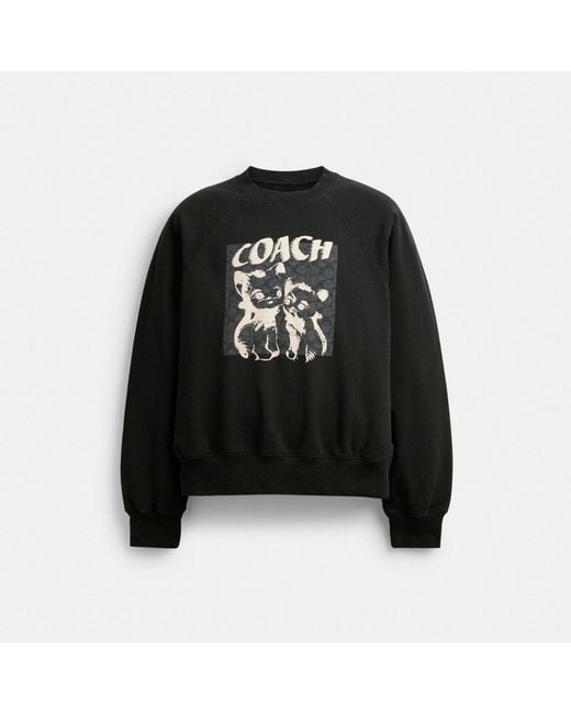 COACH Black The Lil Nas X Drop Signature Cats Crewneck Sweatshirt