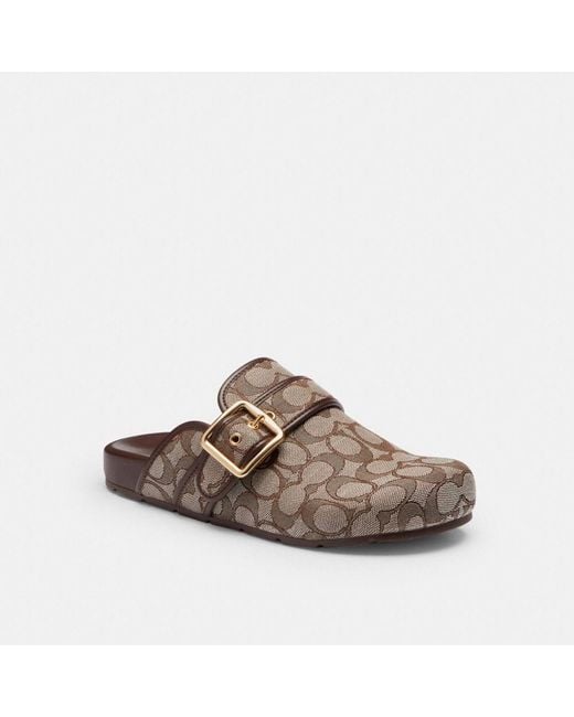 COACH Brown Archival Buckle Clog In Signature Jacquard