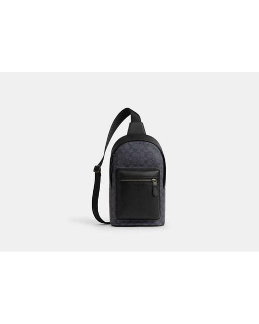 Mochila West en lona de firma COACH de hombre de color Black