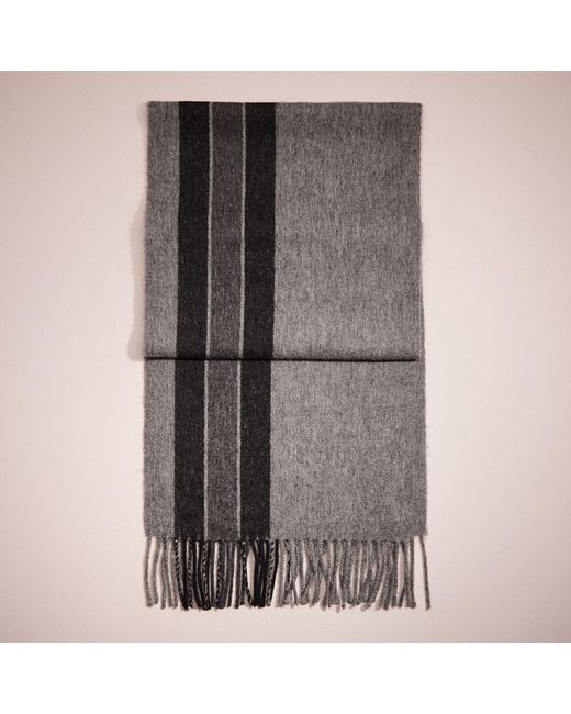 COACH Gray Restored Varsity Stripe Scarf for men