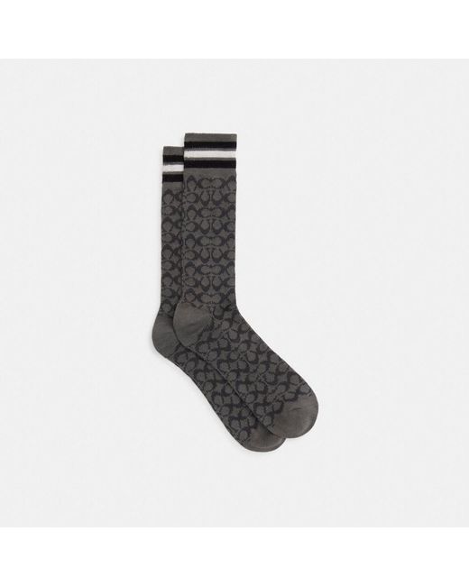 COACH Black Signature Calf Socks for men