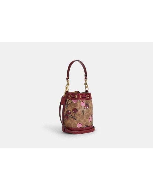 【Coach】 Mini Bucket Bag With Cherry Print ◆国内発送◆ NWT Coach Mini Bucket Bag With Cherry Print 🍒 | eBay