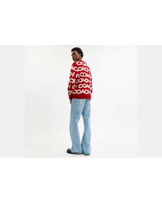 Pull Col Rond Avec Motif COACH pour homme en coloris Red
