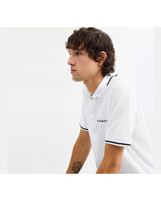 COACH Black Signature Trim Polo for men