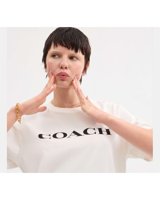 Camiseta de firma en algodón orgánico COACH de color Black