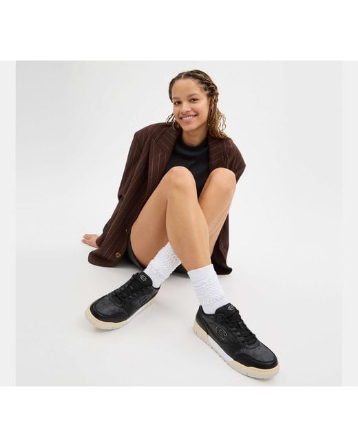COACH Black Soho Sneakers With Signature Canvas Shoes Charcoal