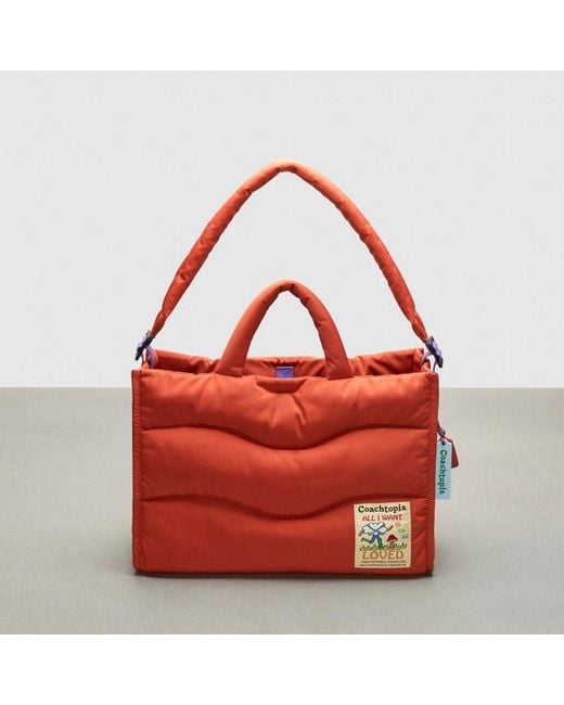 COACH Red Topia Loop Quilted Wavy Tote