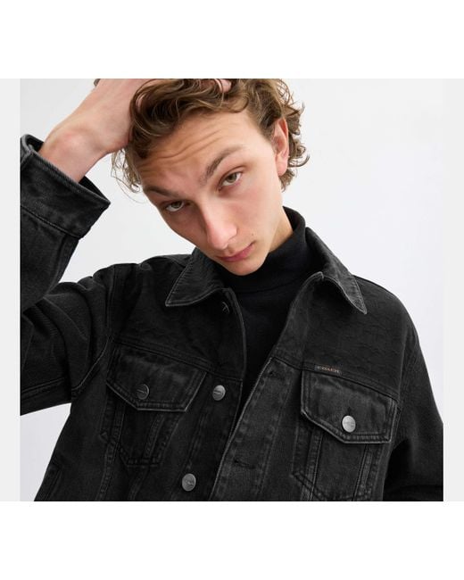 COACH Black Denim Jacket In Organic Cotton for men