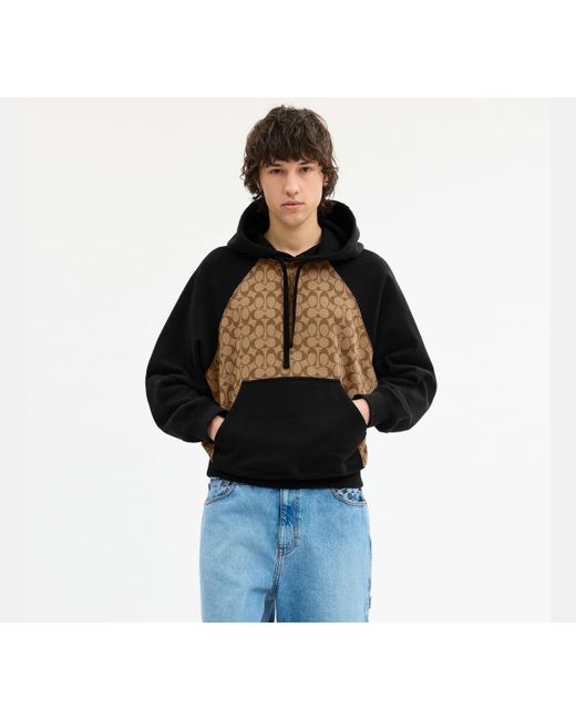 Felpa Con Cappuccio Signature di COACH in Black da Uomo
