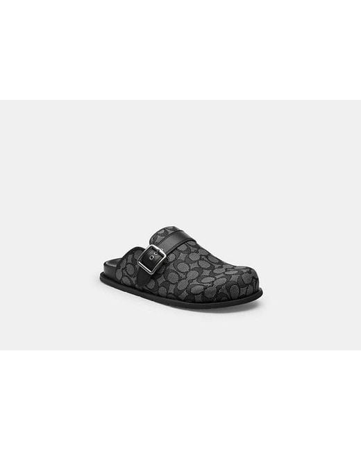 COACH Black Buckle Clog In Signature Jacquard for men
