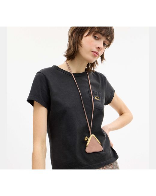 COACH Black Triangle Kisslock Pouch